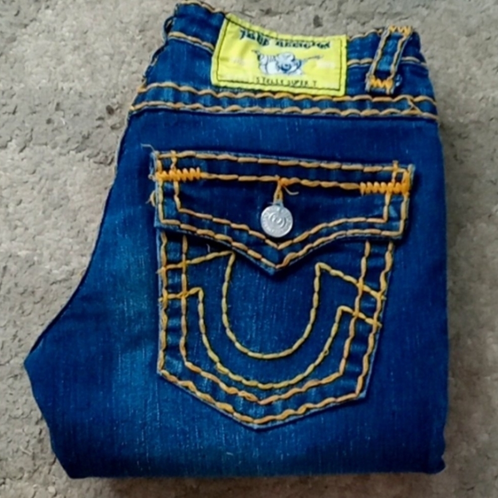 True Religion Women's Denim Jeans with Yellow Stitching